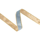 1" Reversible Classic Velvet Wired Ribbon | Capri Blue/Gold | 10 Yard Roll
