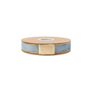 1" Reversible Classic Velvet Wired Ribbon | Capri Blue/Gold | 10 Yard Roll