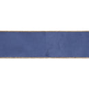 4" Reversible Classic Velvet Wired Ribbon | French Blue/Gold | 10 Yard Roll