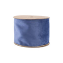 4" Reversible Classic Velvet Wired Ribbon | French Blue/Gold | 10 Yard Roll