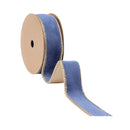 1" Reversible Classic Velvet Wired Ribbon | French Blue/Gold | 10 Yard Roll