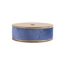 1" Reversible Classic Velvet Wired Ribbon | French Blue/Gold | 10 Yard Roll