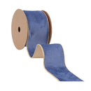 2 1/2" Reversible Classic Velvet Wired Ribbon | French Blue/Gold | 10 Yard Roll