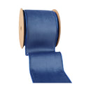 4" Reversible Classic Velvet Wired Ribbon | Electric Blue/Shimmer Blue| 10 Yard Roll
