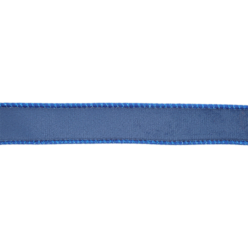 1" Reversible Classic Velvet Wired Ribbon | Electric Blue/Shimmer Blue | 10 Yard Roll