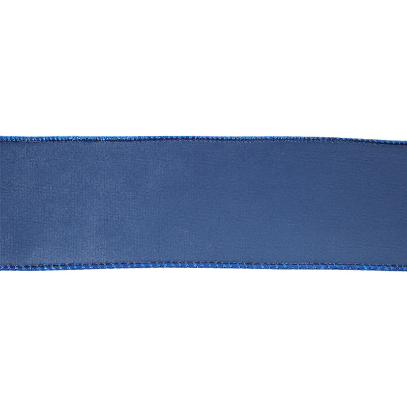 2 1/2" Reversible Classic Velvet Wired Ribbon | Electric Blue/Shimmer Blue| 10 Yard Roll