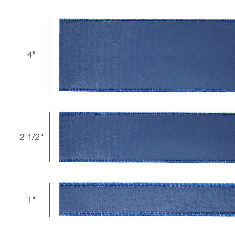 2 1/2" Reversible Classic Velvet Wired Ribbon | Electric Blue/Shimmer Blue| 10 Yard Roll