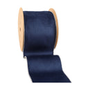 4" Reversible Classic Velvet Wired Ribbon | Navy/Silver | 10 Yard Roll