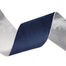 4" Reversible Classic Velvet Wired Ribbon | Navy/Silver | 10 Yard Roll