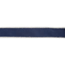 1" Reversible Classic Velvet Wired Ribbon | Navy/Silver | 10 Yard Roll