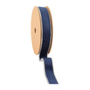 1" Reversible Classic Velvet Wired Ribbon | Navy/Silver | 10 Yard Roll