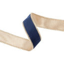1" Reversible Classic Velvet Wired Ribbon | Navy/Gold | 10 Yard Roll