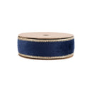 1" Reversible Classic Velvet Wired Ribbon | Navy/Gold | 10 Yard Roll