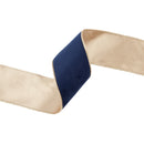 2 1/2" Reversible Classic Velvet Wired Ribbon | Navy/Gold | 10 Yard Roll