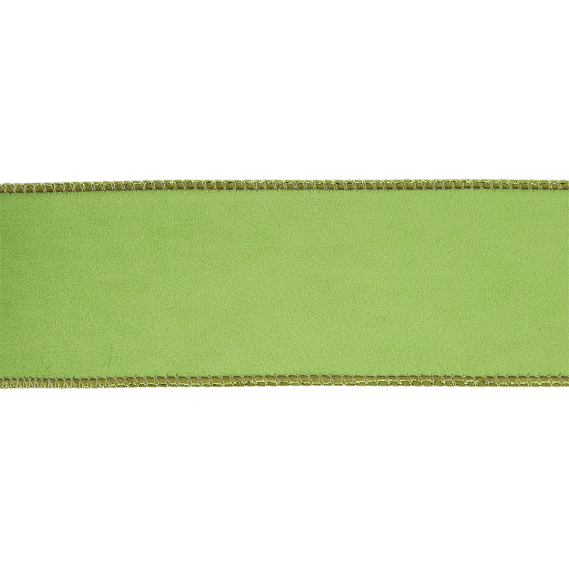 4" Reversible Classic Velvet Wired Ribbon | Lime/Lime | 10 Yard Roll