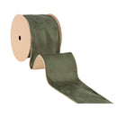 4" Reversible Classic Velvet Wired Ribbon | Moss/Gold | 10 Yard Roll