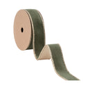 1" Reversible Classic Velvet Wired Ribbon | Moss/Gold | 10 Yard Roll