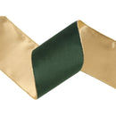 4" Reversible Classic Velvet Wired Ribbon | Green/Gold | 10 Yard Roll