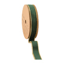1" Reversible Classic Velvet Wired Ribbon | Green/Gold | 10 Yard Roll