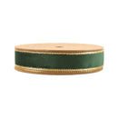 1" Reversible Classic Velvet Wired Ribbon | Green/Gold | 10 Yard Roll