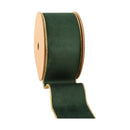 2 1/2" Reversible Classic Velvet Wired Ribbon | Green/Gold | 10 Yard Roll