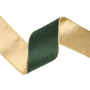 2 1/2" Reversible Classic Velvet Wired Ribbon | Green/Gold | 10 Yard Roll