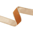 1" Reversible Classic Velvet Wired Ribbon | Rust/Gold | 10 Yard Roll