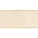 4" Reversible Classic Velvet Wired Ribbon | Ivory/Gold | 10 Yard Roll