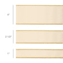 4" Reversible Classic Velvet Wired Ribbon | Ivory/Gold | 10 Yard Roll