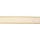 1" Reversible Classic Velvet Wired Ribbon | Ivory/Gold | 10 Yard Roll