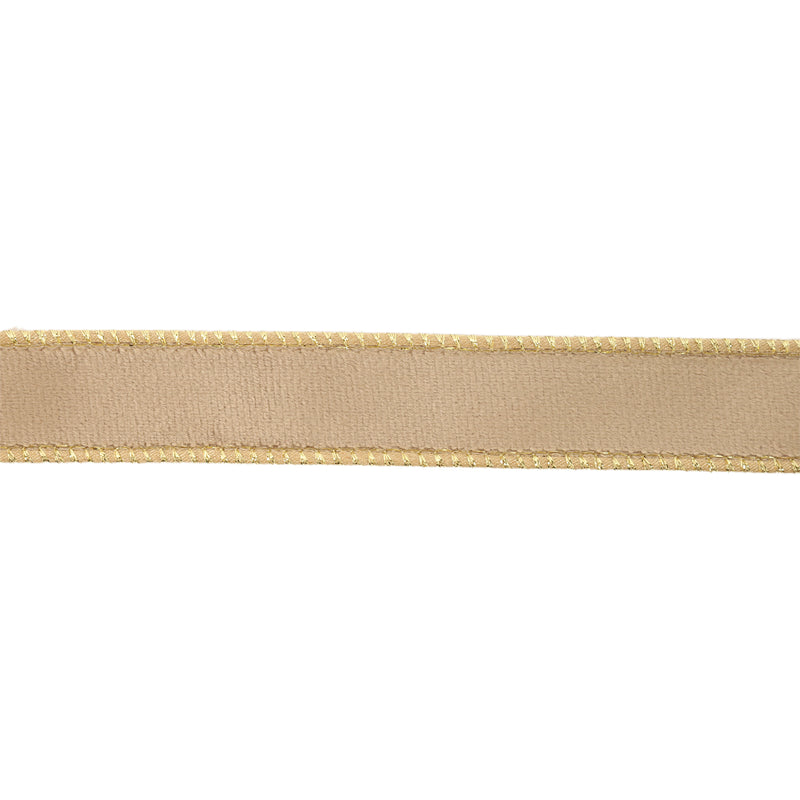 1" Reversible Classic Velvet Wired Ribbon | Latte/Gold | 10 Yard Roll