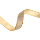 1" Reversible Classic Velvet Wired Ribbon | Latte/Gold | 10 Yard Roll
