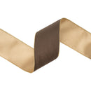 4” Reversible Classic Velvet Wired Ribbon | Brown w/ Gold Shimmer Satin Backing | 10 Yard Roll