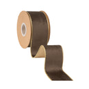 2 1/2” Reversible Classic Velvet Wired Ribbon | Brown w/ Gold Shimmer Satin Backing | 10 Yard Roll