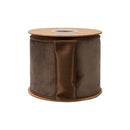 4” Reversible Classic Velvet Wired Ribbon | Brown w/ Brown Shimmer Backing | 10 Yard Roll