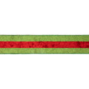 2 1/2" Wired Ribbon | Green Glitter with Red Velvet Stripe | 10 Yard Roll