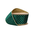 2 1/2" Wired Velvet | Dark Green with Gold Metallic Dot | 10 Yard Roll