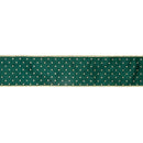 2 1/2" Wired Velvet | Dark Green with Gold Metallic Dot | 10 Yard Roll