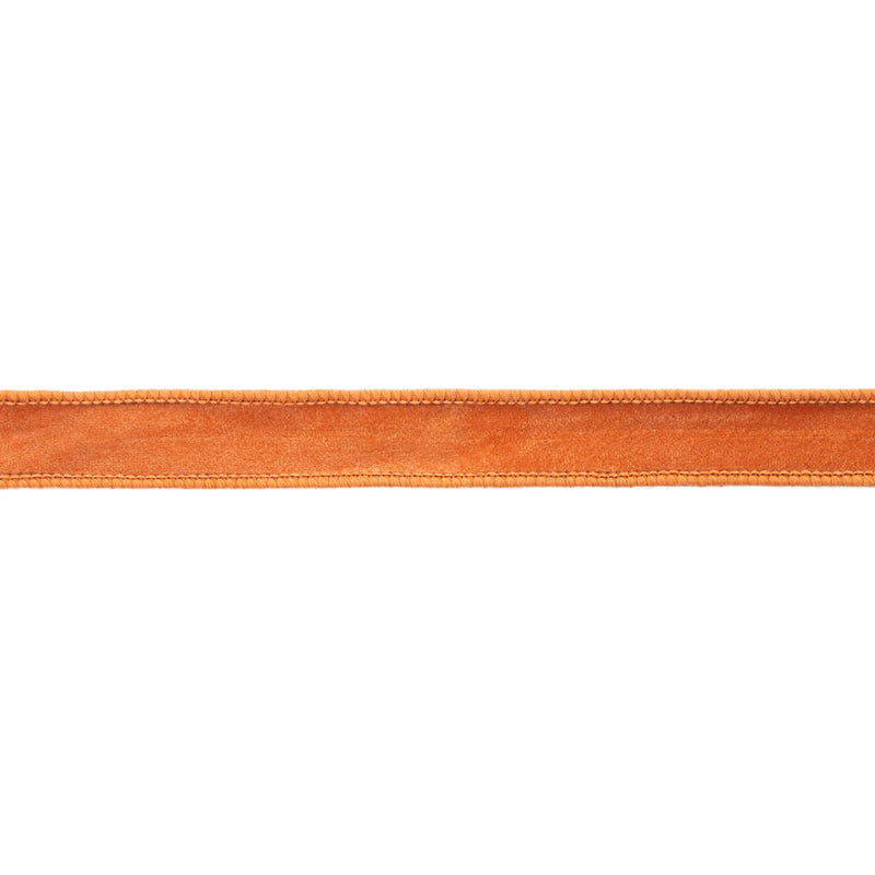 1" Wired Velour Ribbon | Orange w/ Orange Backing | 10 Yard Roll