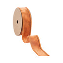 1" Wired Velour Ribbon | Orange w/ Orange Backing | 10 Yard Roll
