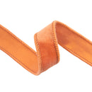 1" Wired Velour Ribbon | Orange w/ Orange Backing | 10 Yard Roll