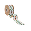 2 1/2" Wired Reversible Velvet | Nutcracker with Northfolk Pine on White | 10 Yard Roll