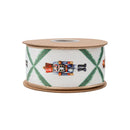 2 1/2" Wired Reversible Velvet | Nutcracker with Northfolk Pine on White | 10 Yard Roll