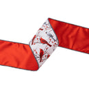 4" Wired Velvet | White and Red Cardinals with Red Backing | 10 Yard Roll