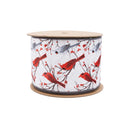 4" Wired Velvet | White and Red Cardinals with Red Backing | 10 Yard Roll