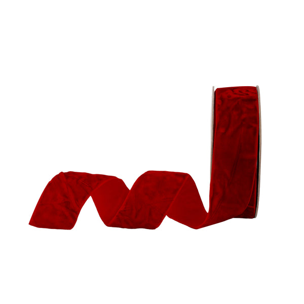 1" Crushed Velvet | Red | 10 Yard Roll