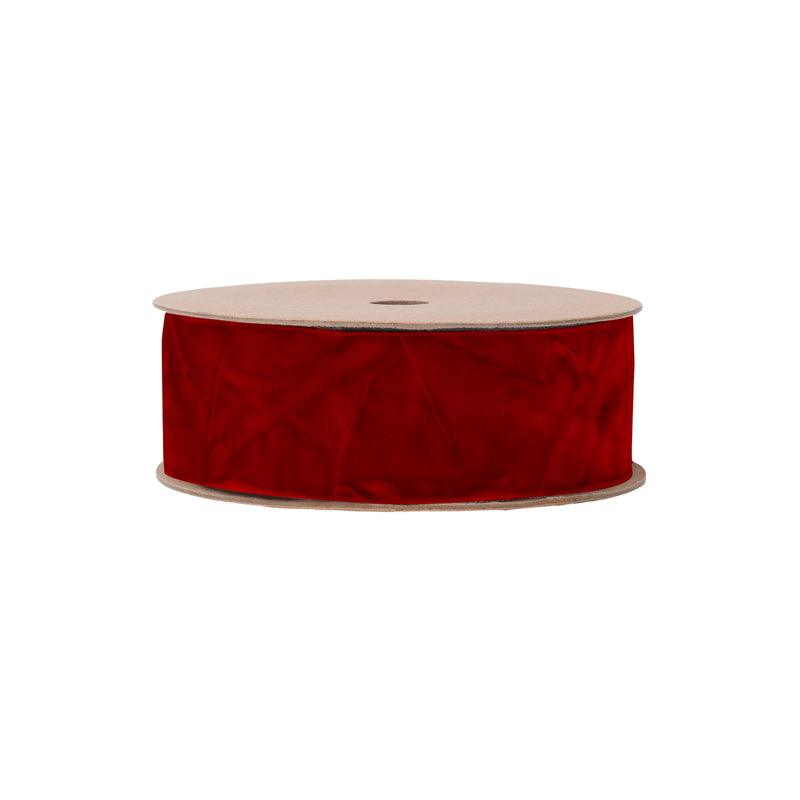1" Crushed Velvet | Red | 10 Yard Roll