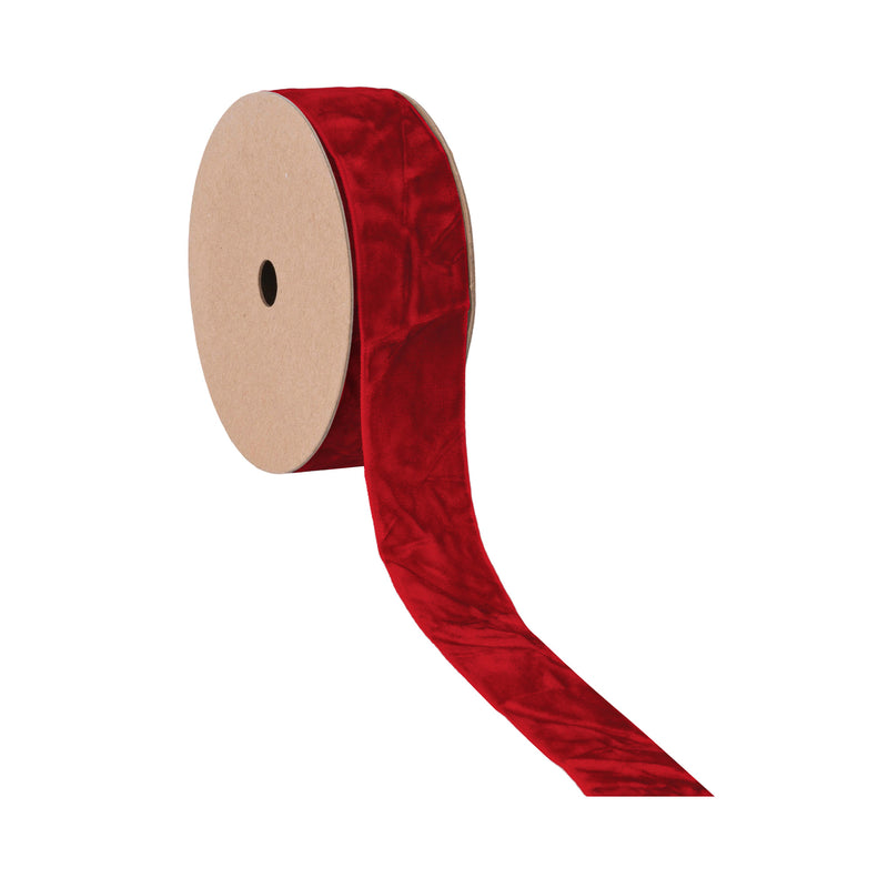 1" Crushed Velvet | Red | 10 Yard Roll