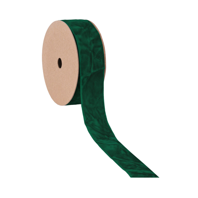 1" Crushed Velvet | Green | 10 Yard Roll