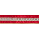 2 1/2" Wired Velvet Ribbon | Red with Gold Trim and Iridescent Jewel | 10 Yard Spool